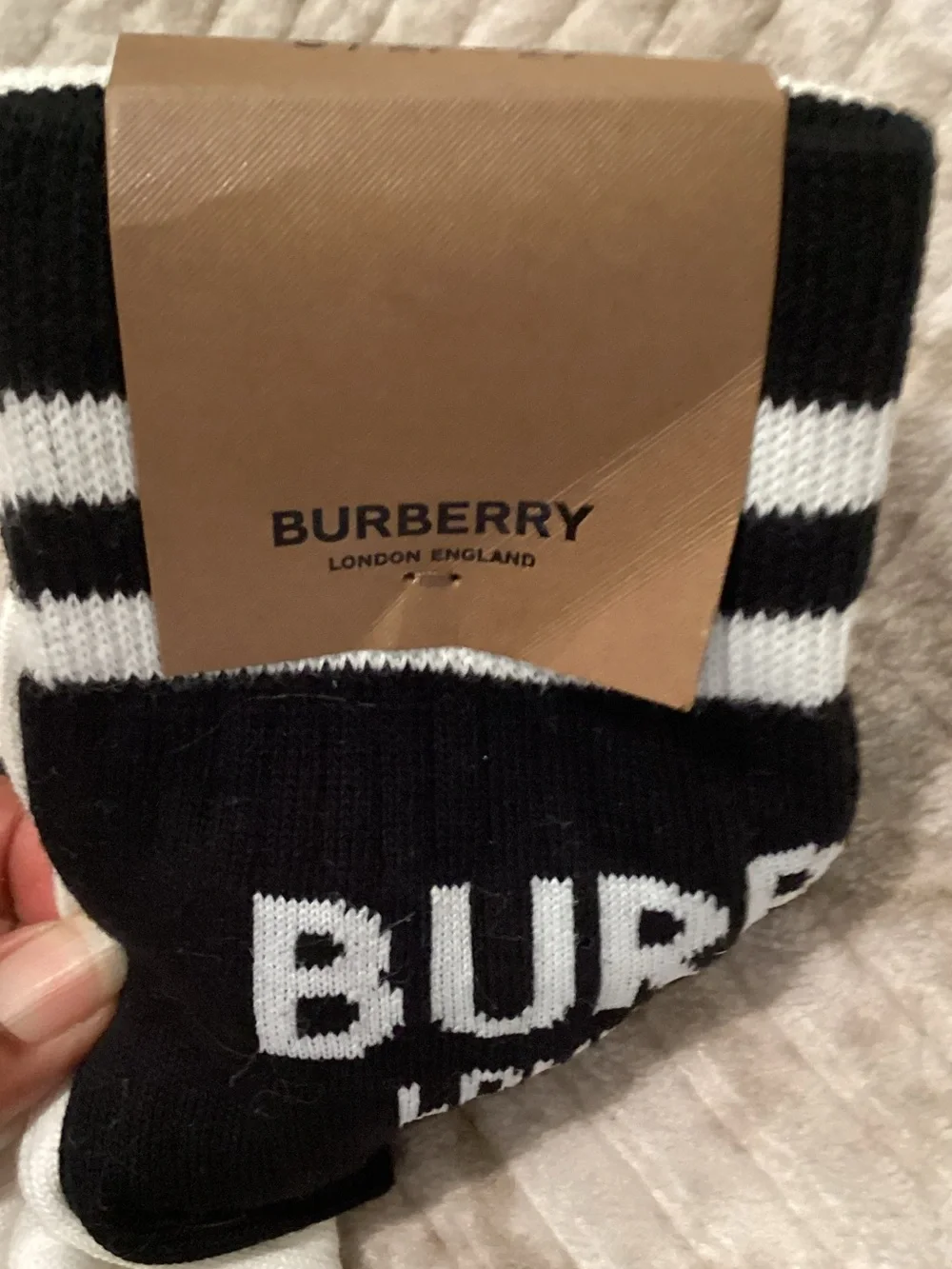 Kids Burberry Black and White Logo Ankle Socks - 2 Pack